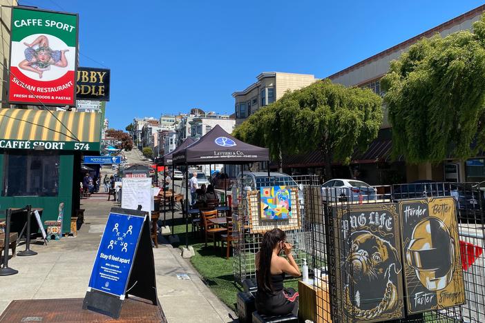 Little Italy neighborhood of San Francisco, July 2020. The city will relax coronavirus restrictions Wednesday, including the reopening of indoor dining and fitness facilities.