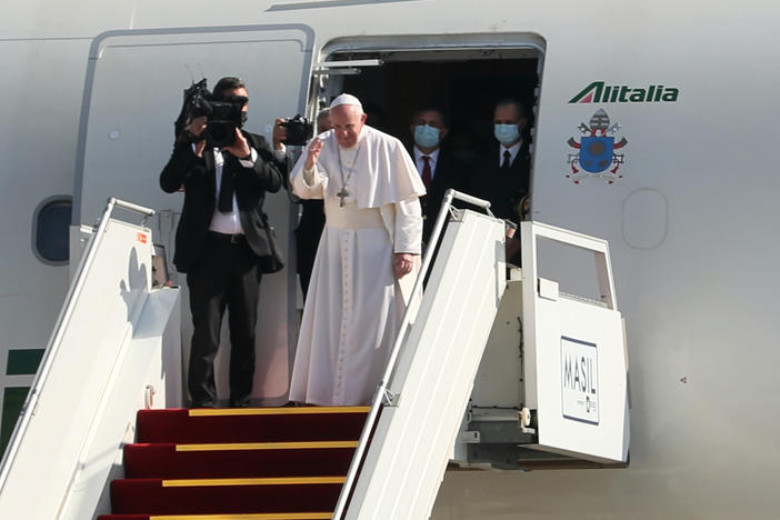 Pope Francis leaves Iraq Monday after his four-day visit to the country, a first for the papacy. President Biden said the pope and his trip set an example for the entire world.