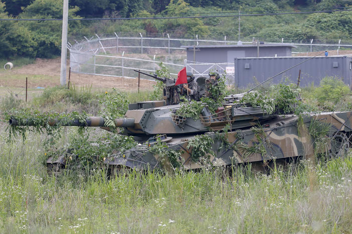 South Korean Military take part in a drill near the Korean Demilitarized Zone in Paju, South Korea, June 18, 2020.