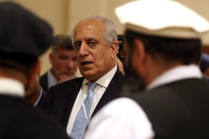 U.S. Special Representative for Afghanistan Reconciliation Zalmay Khalilzad attends the Intra-Afghan Dialogue talks in the Qatari capital Doha in July 2019.