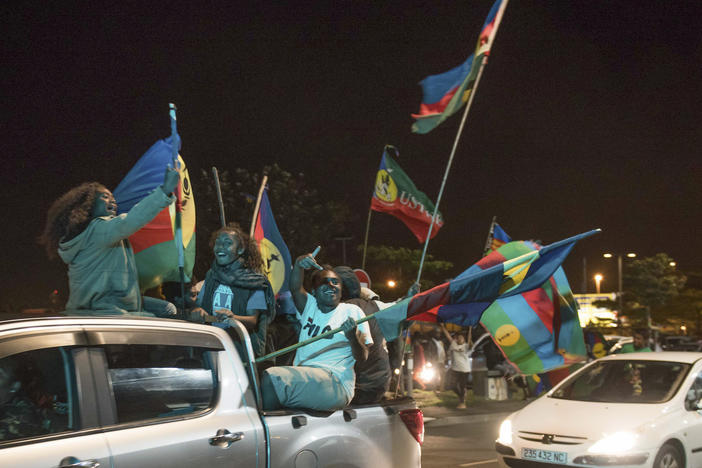 Pro-independence supporters celebrate the results of an independence referendum vote in Nouméa, New Caledonia, in October. In a vote that marked a milestone in a three-decade decolonization effort, 46.7% supported independence. Now the Pacific island territory has a government made up mostly of pro-independence politicians and the congress is expected to select a new president this month.