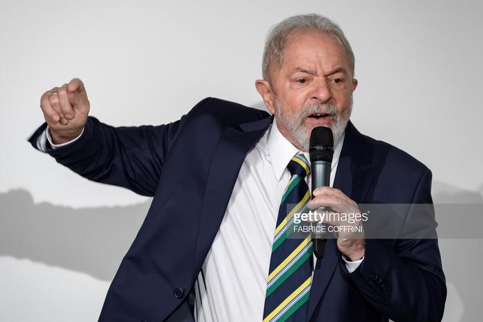 Former Brazilian president Luiz Inácio Lula da Silva delivers a speech in Geneva last year. A Supreme Court justice on Monday annulled corruption convictions against him, citing a court's lack of jurisdiction.