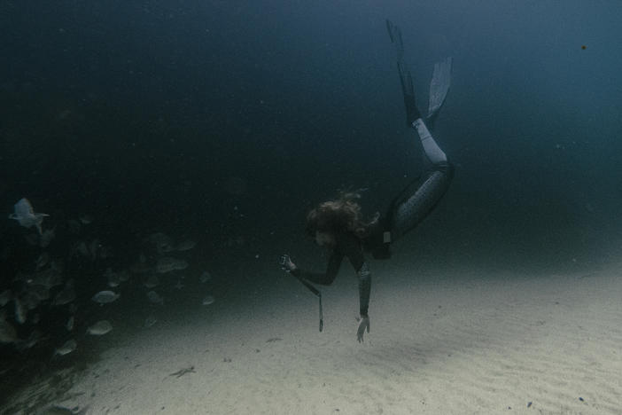 Dr. Storm Bissict, 35, dives in False Bay along the coast of Cape Town. It's her way of decompressing from her hectic pandemic days.