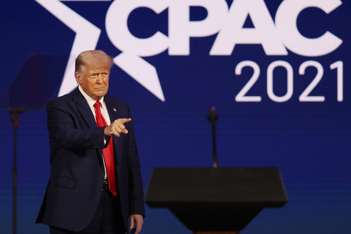 Former President Donald Trump addresses the Conservative Political Action Conference on Feb. 28 in Orlando, Fla.