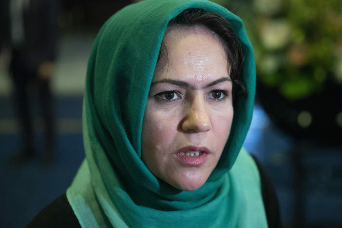 Afghan politician Fawzia Koofi, seen here in 2019, is one of four women on the Afghan government team holding peace talks with the Taliban.