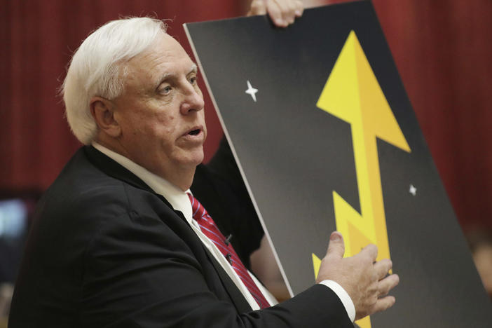 West Virginia Gov. Jim Justice talks about business trajectory during his annual State of the State address on Jan. 8, 2020, in Charleston. Justice has a plan that he says will help his state's population "soar."