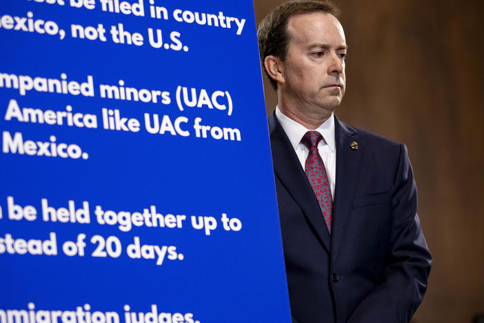 John Sanders, then the acting commissioner of U.S. Customs and Border Protection, attends a news conference on Capitol Hill in 2019 during a surge of migrants at the U.S.-Mexico border, when at least five children died after being detained by federal authorities.