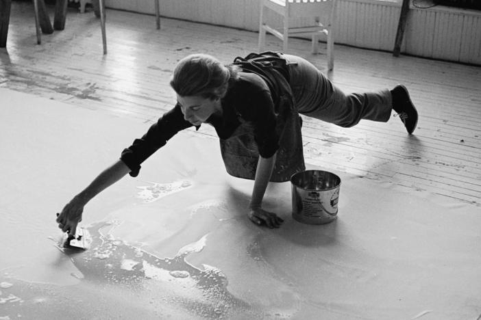 Frankenthaler at work in her studio in 1969.