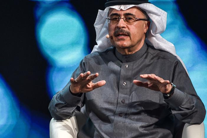 Amin Nasser, president and chief executive officer of Saudi Aramco, speaks during the fourth edition of the Future Investment Initiative conference at the Ritz-Carlton hotel on Jan. 27, in Riyadh, Saudi Arabia.