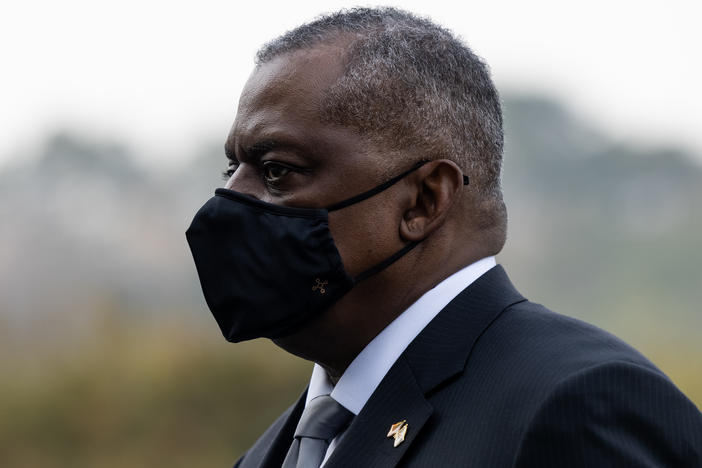 Lloyd Austin, U.S. secretary of defense, visits the National Cemetery in Seoul, South Korea, on Thursday. On his Asia tour, the defense chief made an unannounced visit to Afghanistan on Sunday.