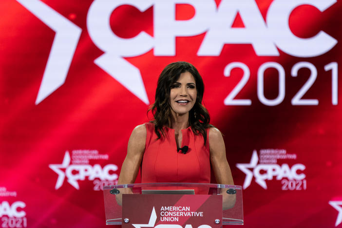 Kristi Noem, governor of South Dakota, speaks during the Conservative Political Action Conference (CPAC) in Orlando, Florida, U.S., on Saturday, Feb. 27, 2021.