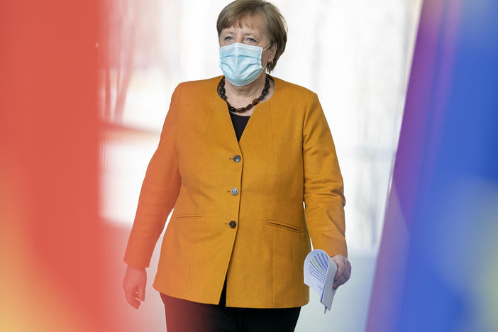German Chancellor Angela Merkel prepares to announce a reversal of a planned hard lockdown for Easter on Wednesday.