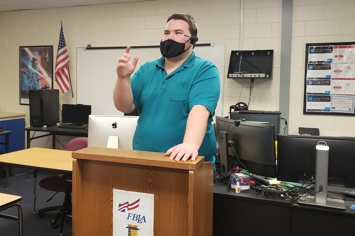 Jason Felt teaches a cybersecurity class at Countryside High School in Clearwater, Fla. The group Cyber Florida has helped organize the program in many parts of the state, and is planning to expand its "digital literacy" campaign to include topics like disinformation.