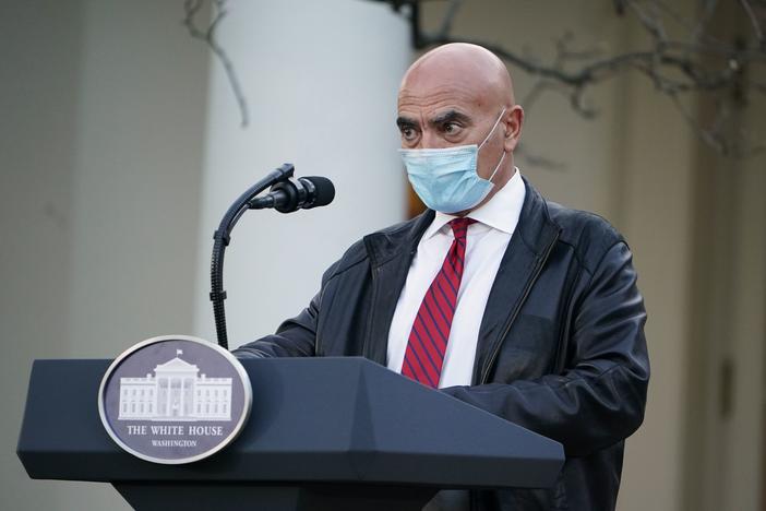 Moncef Slaoui, seen last November in the White House Rose Garden, was a key figure in the Trump administration's crash program to develop COVID-19 vaccines.