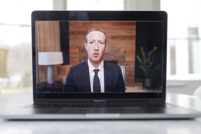 Mark Zuckerberg, chief executive officer of Facebook Inc., speaks virtually during a House Energy and Commerce Subcommittees hearing.