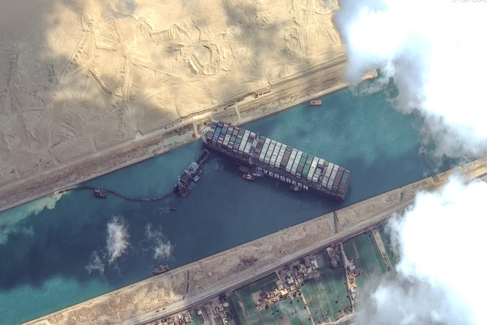 High-resolution satellite imagery shows the Suez Canal and the container ship Ever Given that was finally freed on Monday.