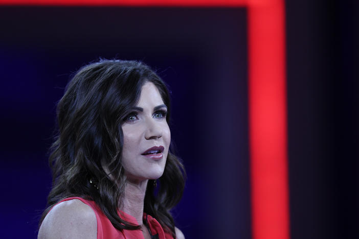 South Dakota Gov. Kristi Noem addresses the Conservative Political Action Conference held in the Hyatt Regency on February 27 in Orlando, Florida.