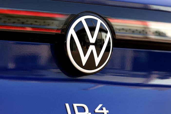 A new Volkswagen ID.4 SUV electric vehicle is seen at a customer centre in Wolfsburg, Germany, on March 26. Volkswagen said on Tuesday it is changing its name in the United States to Voltswagen to reflect its electric vehicle ambitions, but some media reports noted it was intended as a prank.