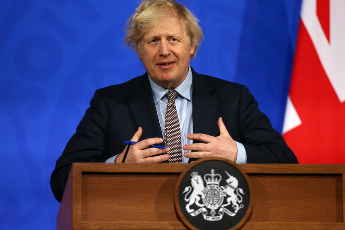 British Prime Minister Boris Johnson gives an update on the coronavirus pandemic during a virtual news conference Monday in London. Johnson and other world leaders signed a letter calling for greater international cooperation in fighting future pandemics.