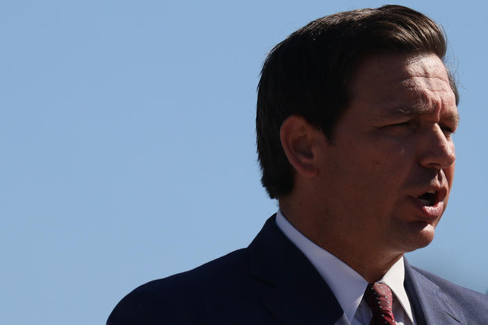 Florida Gov. Ron DeSantis, seen here in January, said this week that he will issue emergency rules to prevent businesses from requiring proof of vaccination.