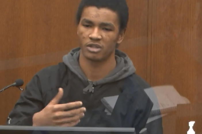 In this image from video, Christopher Martin, a former clerk at the Cup Foods where George Floyd visited shortly before his death, said that while Floyd seemed to be on drugs that day, "He seemed very friendly, approachable."