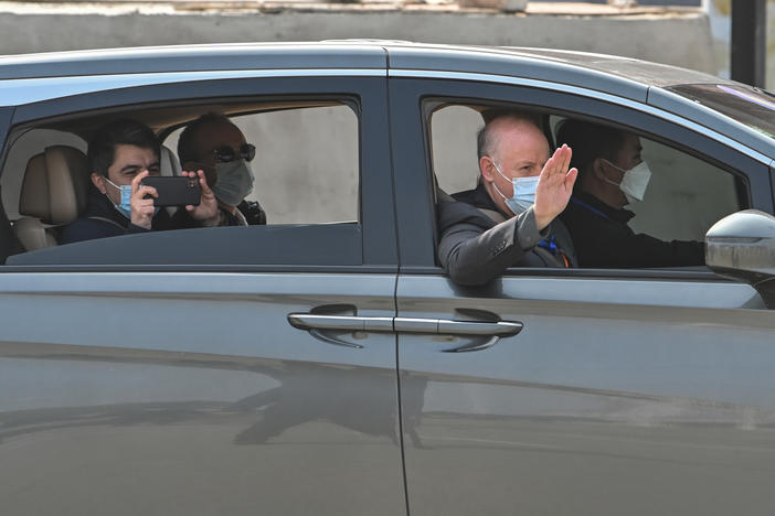 Members of the World Health Organization team investigating the origins of the coronavirus leave the Wuhan Institute of Virology in Wuhan, China, on Feb. 3.