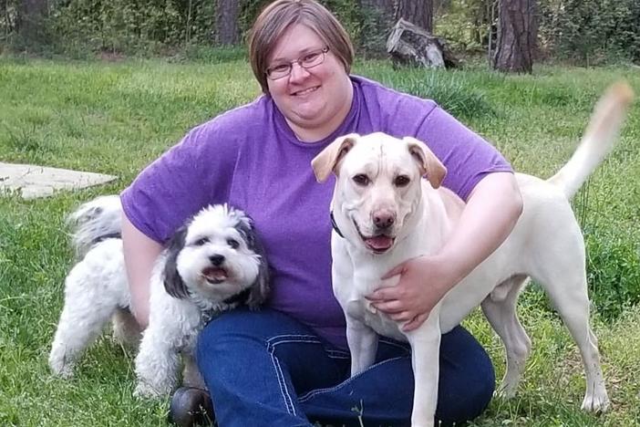 Kristy Miller gets away from her home office in Charlotte, N.C., with her dogs, Oreo and Dabo.