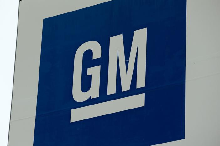 A sign is seen outside of a General Motors plant in Detroit,  on Jan. 27, 2020. GM said on Thursday it is idling more plants as it continues to deal with a shortage of chips.