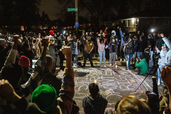 Protests lasted for hours in Brooklyn Center, Minn., where 20-year-old Black man Daunte Wright died after being shot by police Sunday.