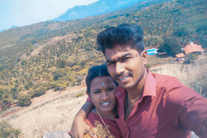 Ezhil Arasi (left) and Ranjith Kumar. The pandemic kept her from her pregnancy checkups. Their baby was born with an intestinal blockage that required surgery and died during the procedure. Doctors told Ranjith that if his wife had been examined regularly during her pregnancy, there could have been a different outcome.