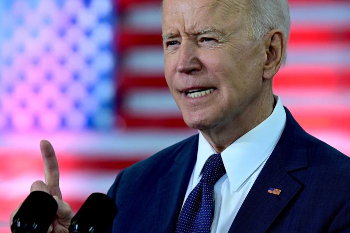 President Biden unveils a $2 trillion infrastructure plan in Pittsburgh on March 31. In his speech, Biden said the plan would help the U.S. compete with China.