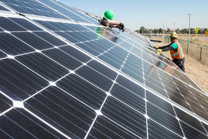 To cut carbon emissions, President Biden announced an initiative to further cut the cost of solar installations, like this one being tested at the National Renewable Energy Laboratory in Colorado.