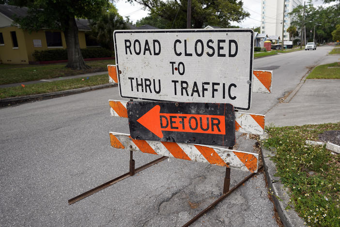 A city street is closed this month for repairs and upgrades in Orlando, Fla. As part of an infrastructure proposal by the Biden administration, $115 billion is earmarked to modernize bridges, highways and roads.