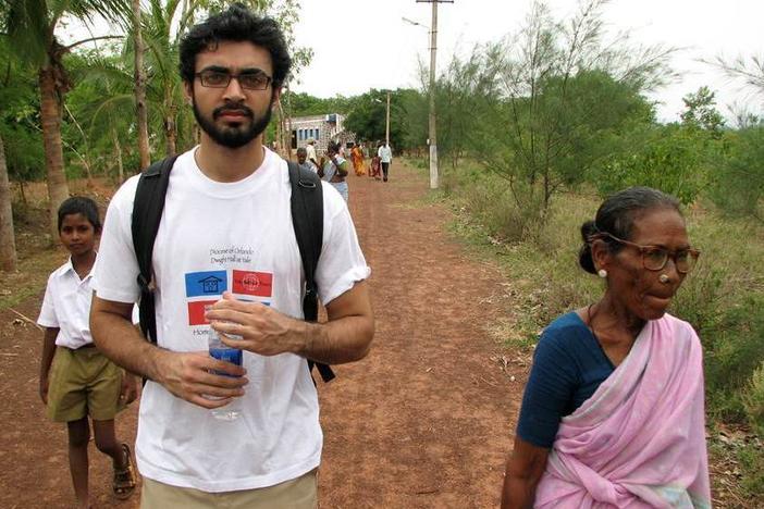 Abraar Karan spent time in rural India in 2008 while working for Unite for Sight, a nonprofit group that provides eye care. Above: He interviews a woman about the challenge of living from severe cataracts.