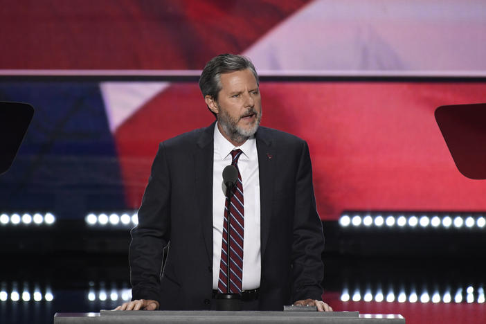 Jerry Falwell Jr., pictured at the 2016 Republican National Convention in Cleveland, Ohio, is the subject of a new lawsuit by Liberty University, his former employer.