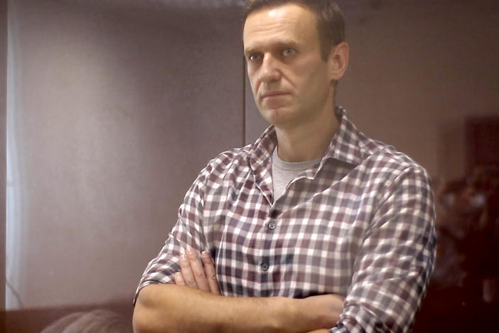 Russian opposition activist Alexei Navalny during a court hearing in February.