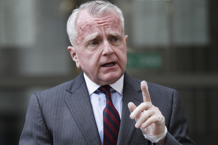 John Sullivan, the U.S. ambassador to Russia, speaks to the media last year in Moscow. In a statement Tuesday, Sullivan said it was important for him to speak directly to "my new colleagues in the Biden administration" about U.S.-Russia relations.