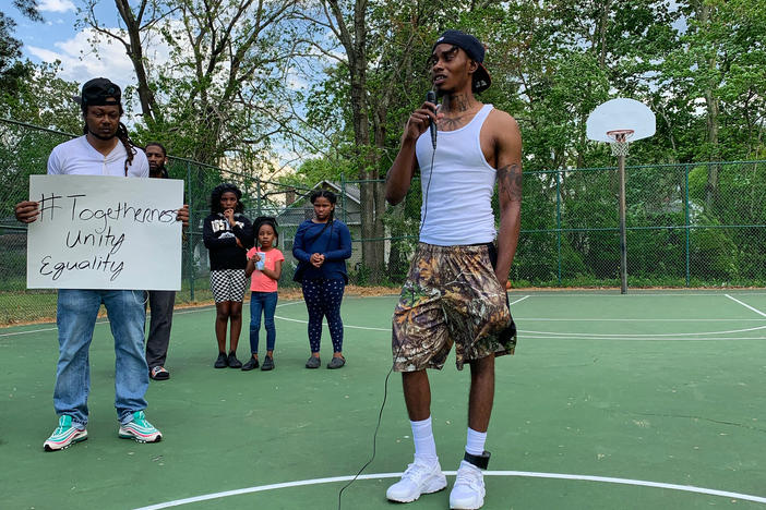 At a ballfield a few blocks from where Andrew Brown Jr. was killed by a sheriff's deputy in Elizabeth City, N.C., Daquail Alexander organized a vigil and protest in Brown's memory.