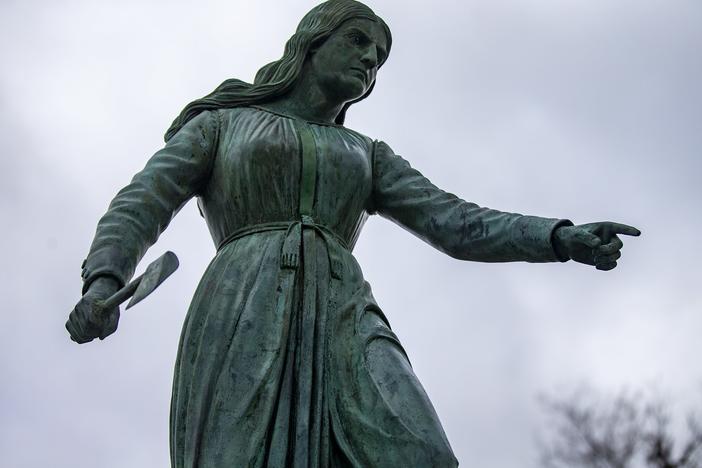 The Hannah Duston statue in G.A.R. Park in Haverhill, Mass., has become the subject of fierce public debate.