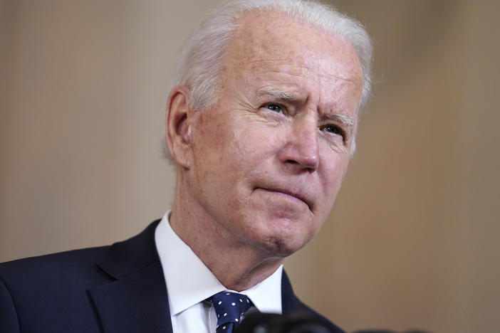 President Biden speaks at the White House on April 20, 2021. "The American people honor all those Armenians who perished in the genocide that began 106 years ago today," he said in a statement Saturday.