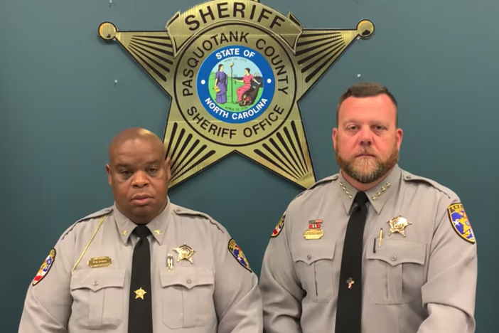 Pasquotank County Sheriff Tommy Wooten II (right) and Chief Deputy Daniel Fogg released a statement on Facebook on Saturday afternoon about the body camera footage related to the killing of Andrew Brown Jr.
