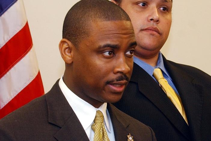 Clayton County, Ga., Sheriff Victor Hill is accused of violating the civil rights of detainees by ordering that they be unnecessarily strapped into a restraint chair and left there for hours, according to a federal indictment. Hill is seen here in 2005.