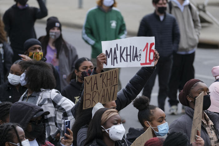 Students and demonstrators march on the campus of The Ohio State University in Columbus, Ohio last week to protest the killing of Ma'Khia Bryant, 16, by a Columbus police officer.