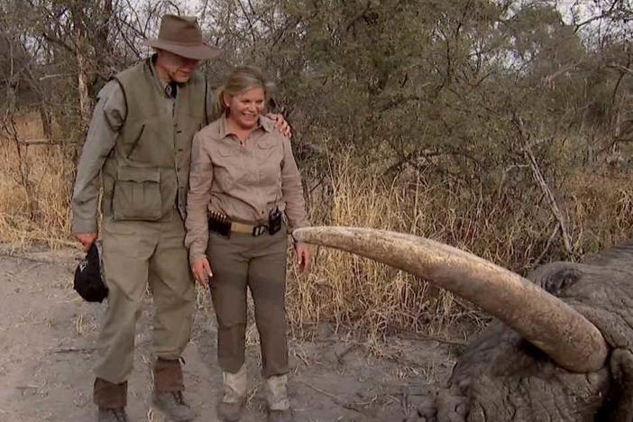 A screen grab from footage of the National Rifle Association's Wayne LaPierre and his wife, Susan. It was originally intended for a TV series sponsored by the gun rights group that never aired. Warning: Video below contains graphic content.