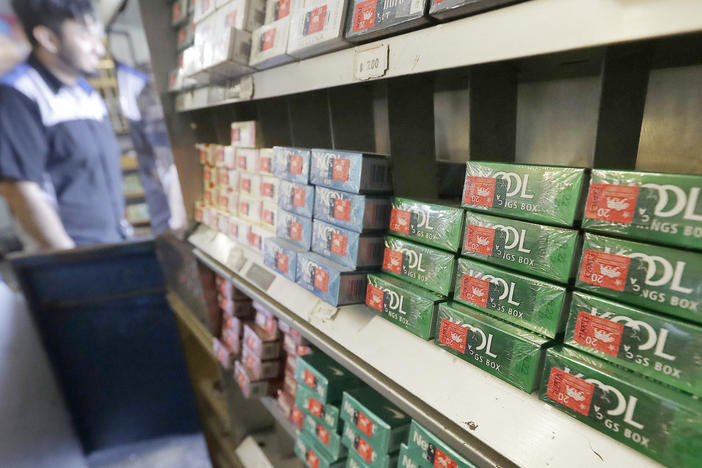 Menthol cigarettes and other tobacco products at a store in San Francisco in 2018. U.S. health regulators announced a new effort Thursday to ban menthol cigarettes.
