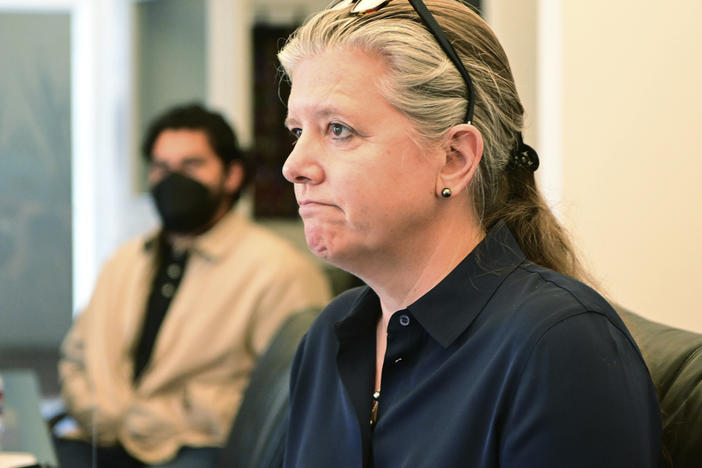 Julia Sherwin, lawyer for the family of Mario Gonzalez, speaks about his death in Oakland, Calif., on Wednesday. Members of the Gonzalez family believe police used excessive force when they attempted to arrest him.