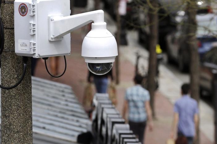 Surveillance cameras, like the one here in Boston, are used throughout Massachusetts. The state now regulates how police use facial recognition technology.