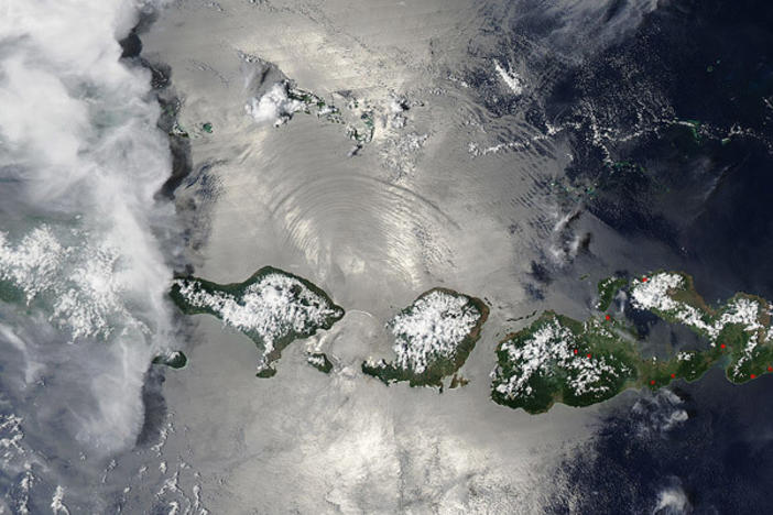 An image taken by NASA's Aqua satellite as it passes over Indonesia, captures evidence of an internal wave in the same general area where the KRI Nanggala submarine disappeared earlier this month.