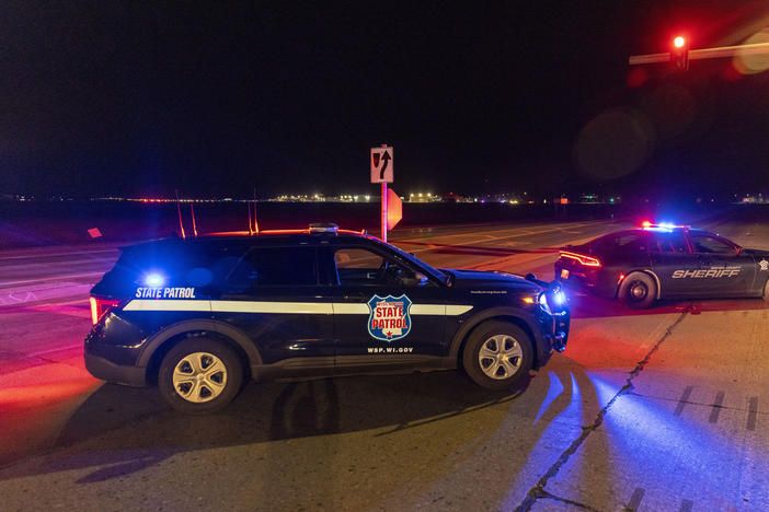 Law enforcement blocks the road in front of the Oneida Bingo and Casino in Green Bay, Wis. on Saturday May 1, 2021 after reports of an active shooter.