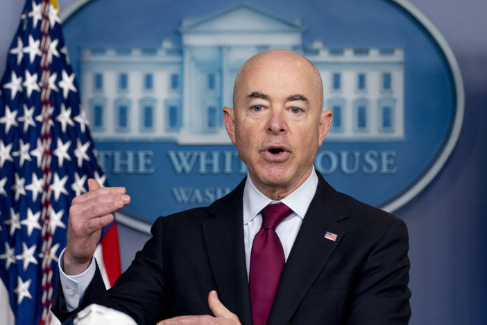 Homeland Security Secretary Alejandro Mayorkas speaks during a March 1 news conference at the White House. The Biden administration says four families that were separated at the Mexico border during the Trump administration would be reunited in the U.S. during the first week of May. It's the first of what Mayorkas calls "just the beginning" of a broader effort.